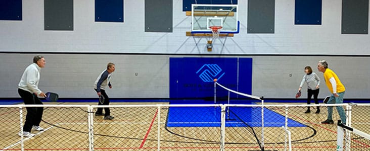 Pickleball players at the indoor fun day round robin for PBATF members on 1-10-24